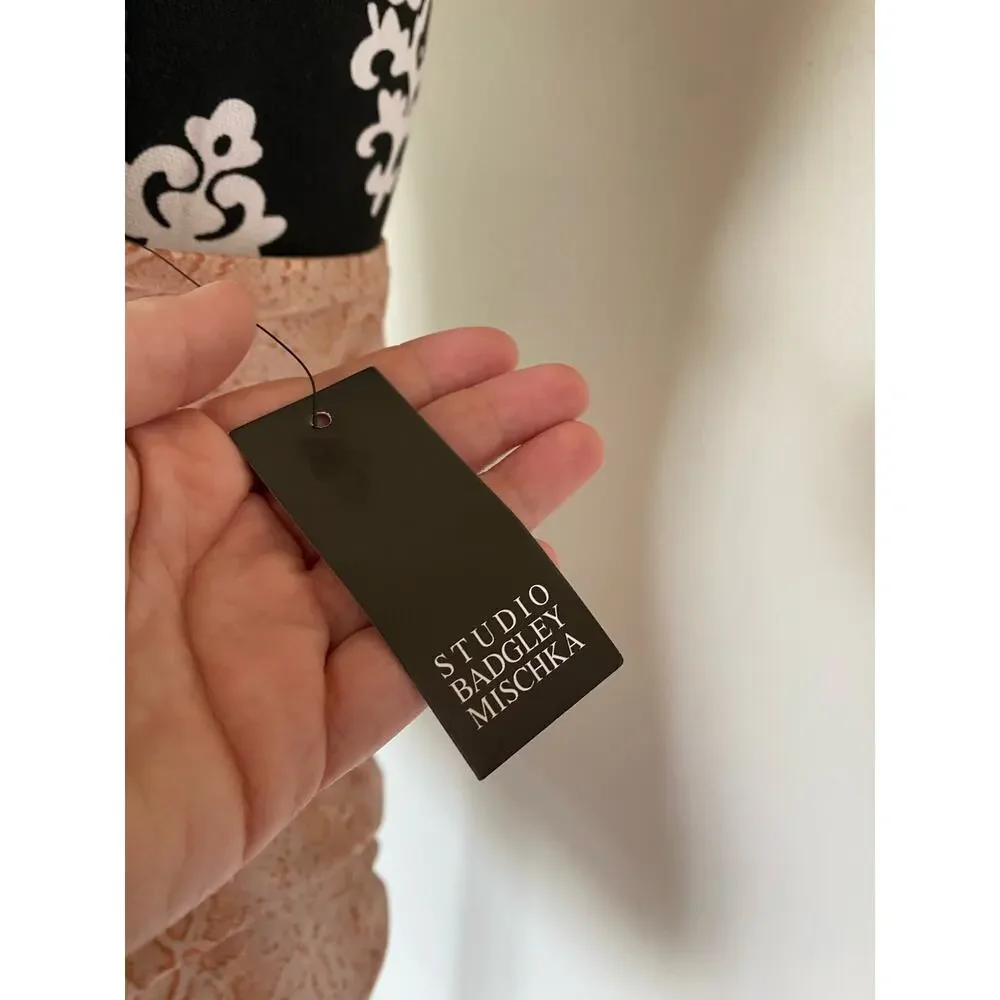 NWT Badgley Mischka Studio nude snakeskin print racerback cami tank top size M - Picture 5 of 5